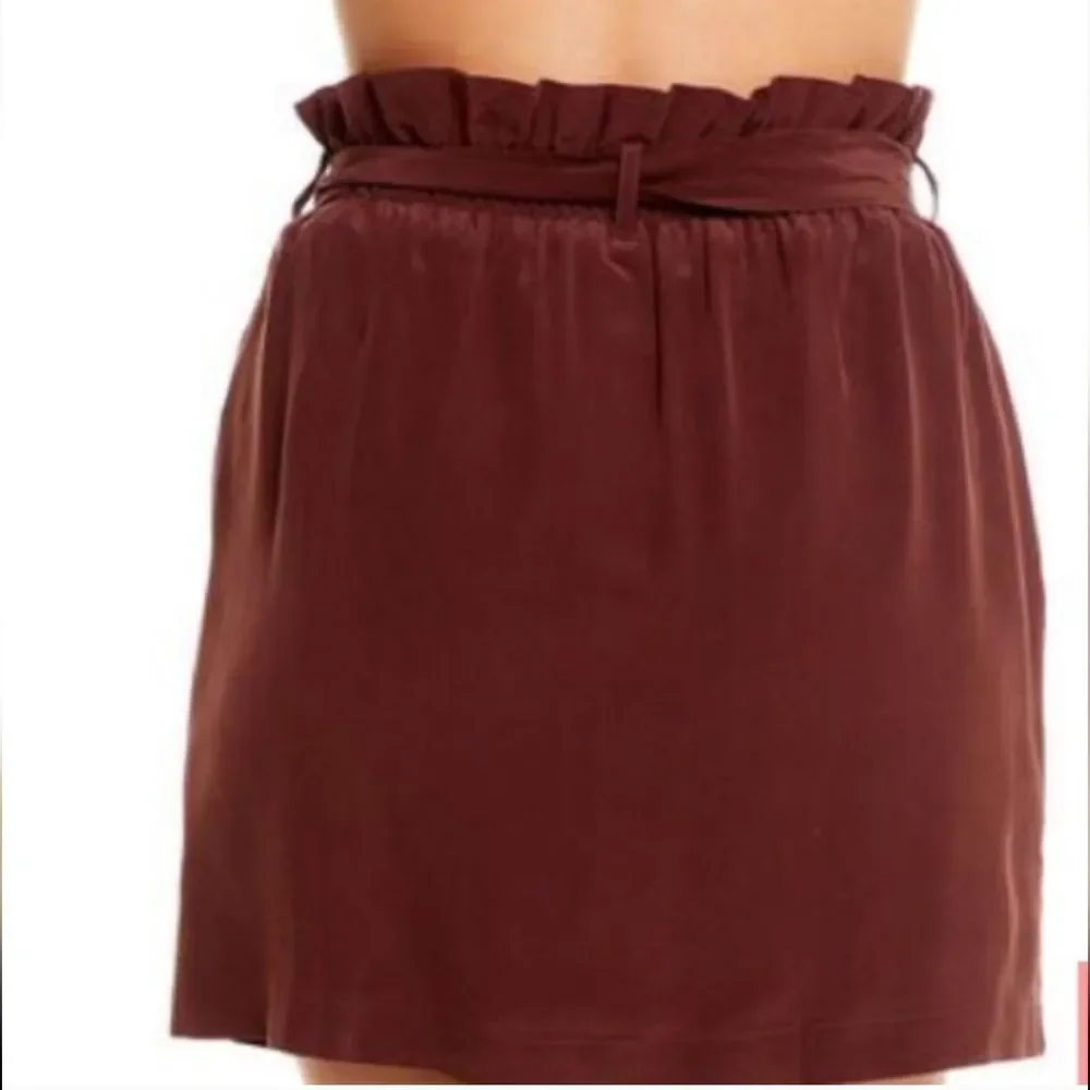 CHASER Silk Skirt Paperbag Elastic Waist Mini Sz Medium NWT Mulberry